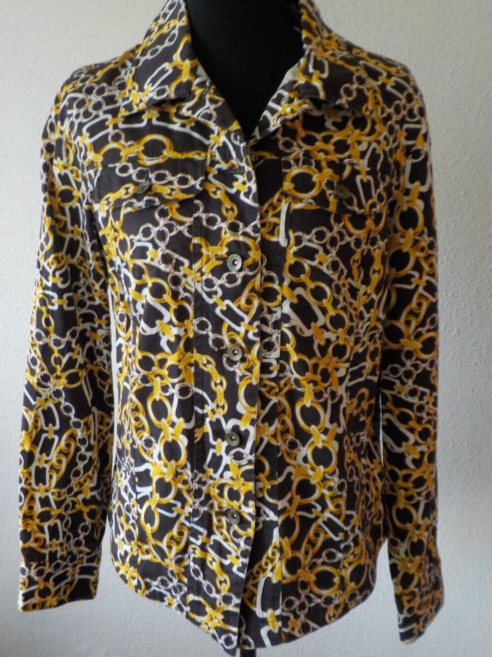 Multiples Jacket - Medium Brown White Gold Chain Design Fitted (2629)